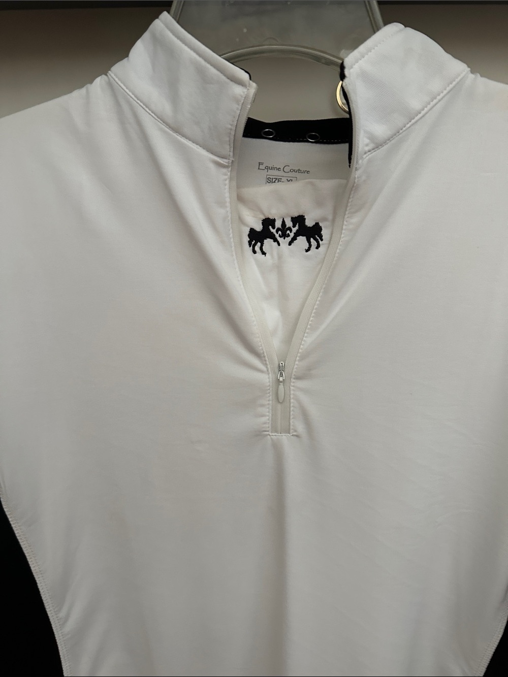 Equine Couture White & Black Quarter-Zip Riding Top - Picture 2 of 4
